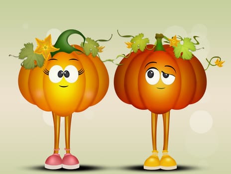 nice illustration of pumpkins couple