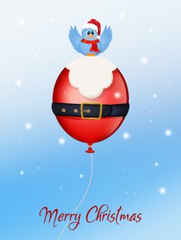 illustration of Santa Claus balloon in the sky