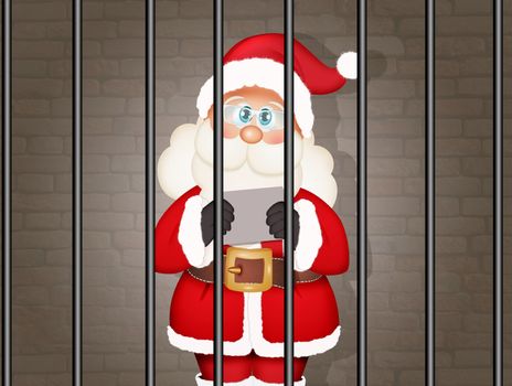 illustration of fake Santa Claus prisoner