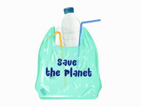 illustration of save the planet from plastic