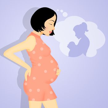 illustration of happy woman will become mom