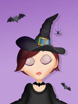 funny illustration of Halloween witch