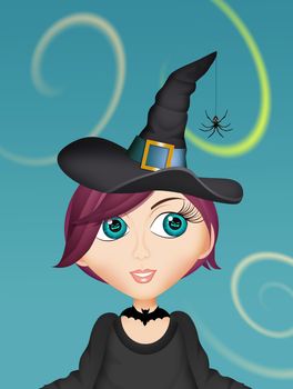 funny illustration of Halloween witch