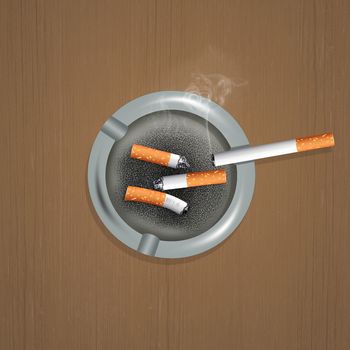 illustration of cigarettes in the ashtray on the table