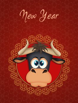 illustration of Chinese New Year, Year of the Ox