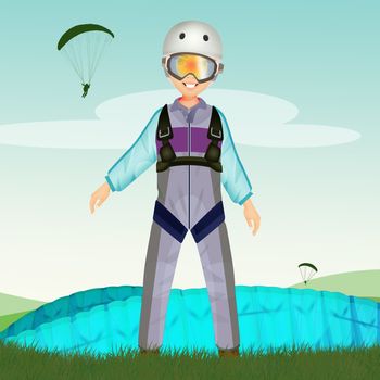 illustration of parachutist man