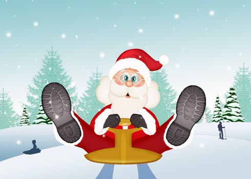 illustration of Santa Claus on sleigh