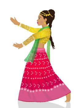 illustration of girl dancing the Bollywood Indian dance