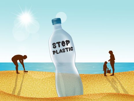 illustration of stop plastic