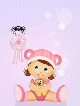 illustration of pink ribbon for baby female