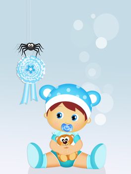 illustration of blue ribbon for baby male