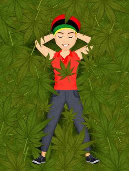 illustration of man cultivated marijuana