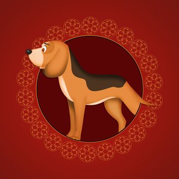 illustration of dog icon for horoscope Chinese