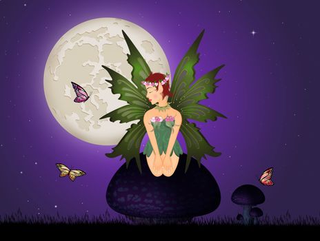 illustration of fairy in the woods