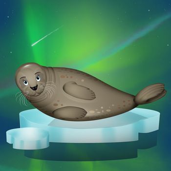 illustration of seal on the iceberg