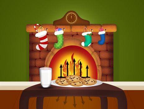 surprise for Santa Claus with milk and biscuits
