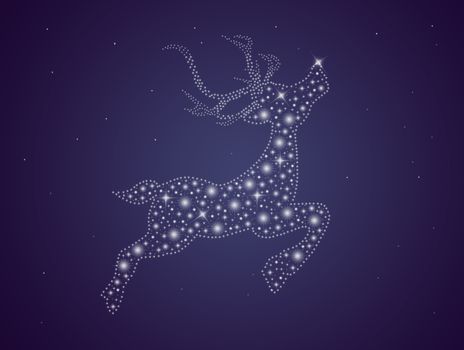 illustration of Christmas card with bright reindeer