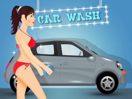 girls wash the car