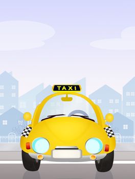 illustration of yellow taxi