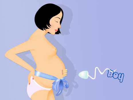 illustration of pregnant woman waits for a baby