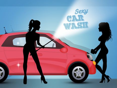 illustration of sexy car wash