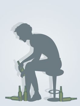 illustration of man with the problem of alcohol