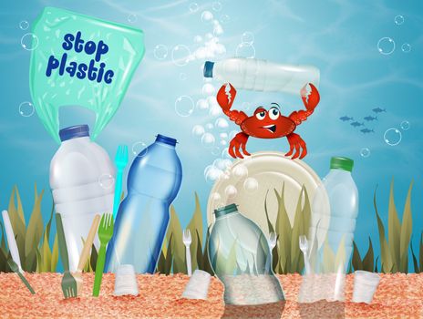 illustration of plastic problem in the ocean