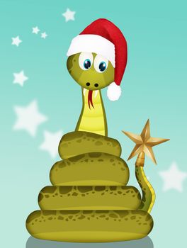 illustration of snake shape Christmas tree