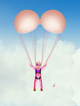 illustration of bra in the shape of a parachute