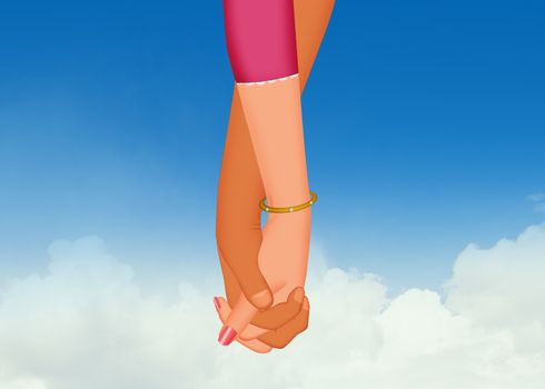 illustration of hands of man and woman