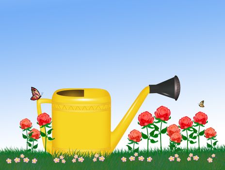 illustration of yellow watering can