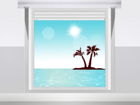 illustration of view of the island from the window