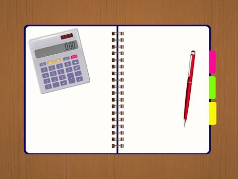 illustration of notebook with calculator