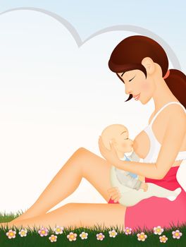 illustration of mother breastfeeding