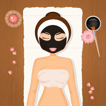 illustration of woman makes black mask