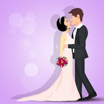 illustration of bride and groom