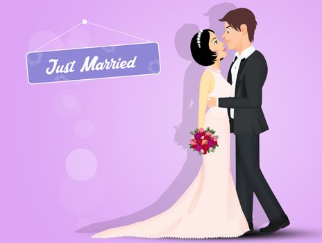 illustration of bride and groom