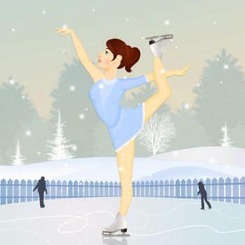 illustration of girl skating on ice