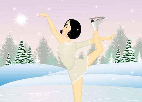 illustration of girl skating on ice