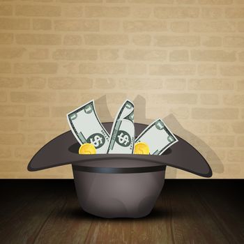 illustration of money charity hat
