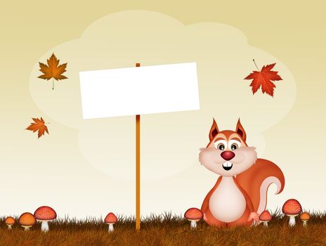 funny illustration of squirrels in autumn