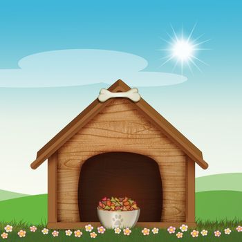 illustration of kennel for puppy dog