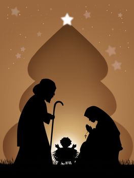 illustration of Christmas Nativity scene