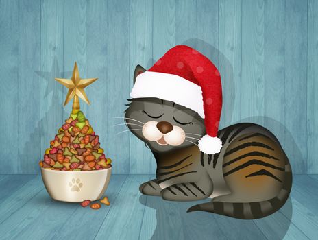 nice illustration of Christmas tree for cat
