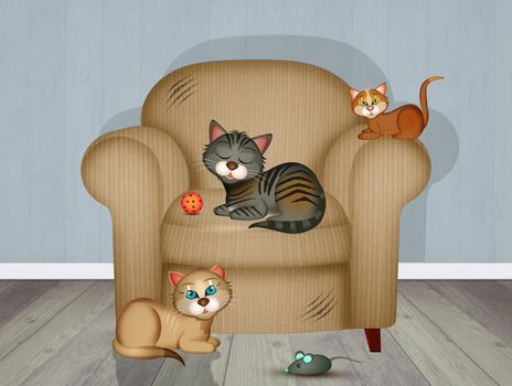 illustration of cat on scratch-resistant armchair