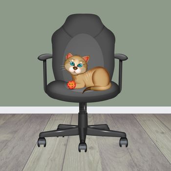 illustration of cat on office chair