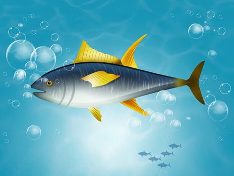 illustration of tuna on the sea