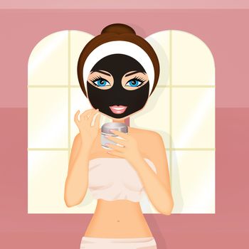 illustration of woman with black mask