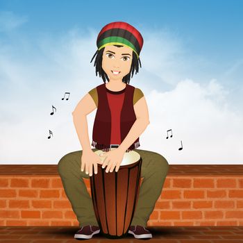 illustration of man plays percussion drums