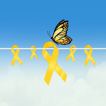illustration of yellow bow for endometriosis
